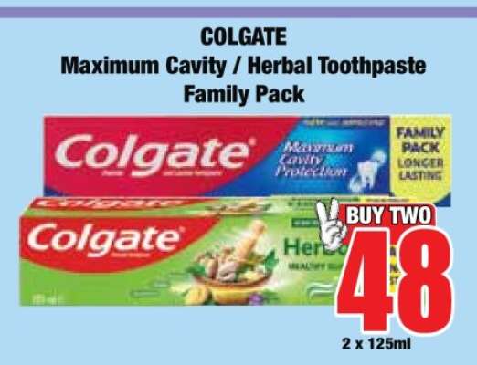 COLGATE Maximum Cavity / Herbal Toothpaste Family Pack