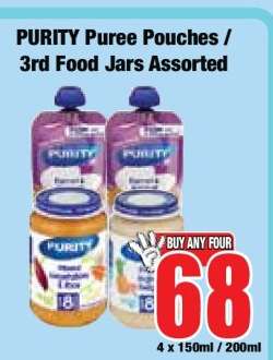 PURITY Puree Pouches & 3rd Food Jars Assorted