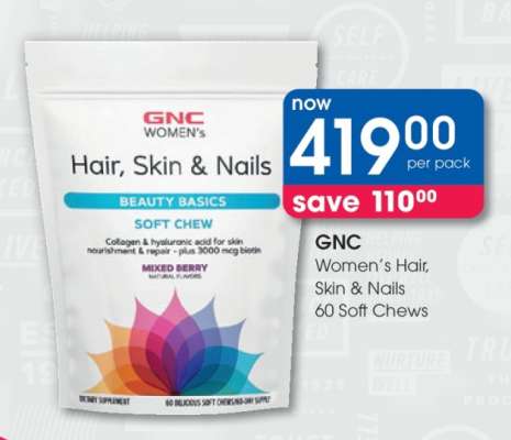 GNC Women's Hair, Skin & Nails 60 Soft Chews