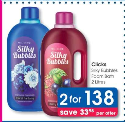 Clicks Silky Bubbles Foam Bath 2 Litres