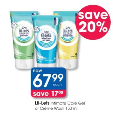 Lil-Lets Intimate Care Gel or Crème Wash 150 ml