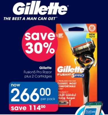 Gillette Fusion5 Pro Razor plus 2 Cartridges