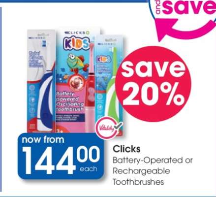 Clicks Battery-Operated or Rechargeable Toothbrushes