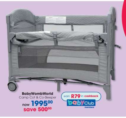 BabyWombWorld Camp Cot & Co-Sleeper