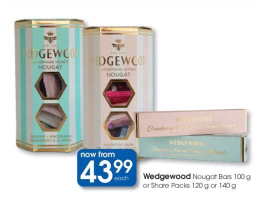 Wedgewood Nougat Bars 100 g or Share Packs 120 g or 140 g
