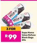Supa Mama Value Refuse Black Bags 20's
