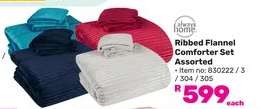 Ribbed Flannel Comforter Set Assorted