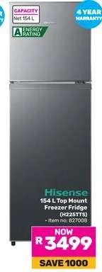 Hisense 154 L Top Mount Freezer Fridge (H225TTS)