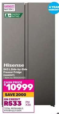 Hisense 543 L Side-by-Side Freezer Fridge