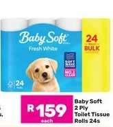 Baby Soft 2 Ply Toilet Tissue Rolls 24s