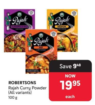 ROBERTSONS RAJAH CURRY POWDER all variants