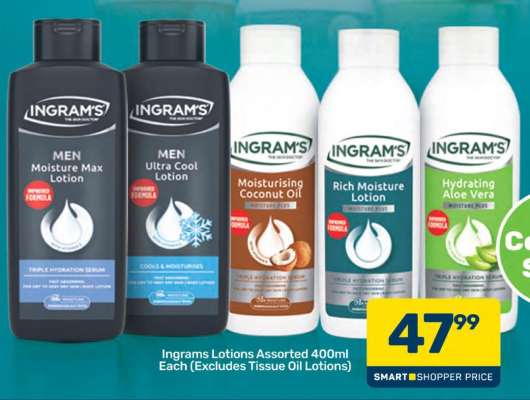 Ingrams Lotions Assorted 400ml Each (Excludes Tissue Oil Lotions)