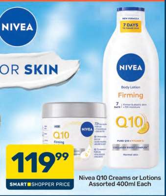 Nivea Q10 Creams or Lotions Assorted 400ml Each