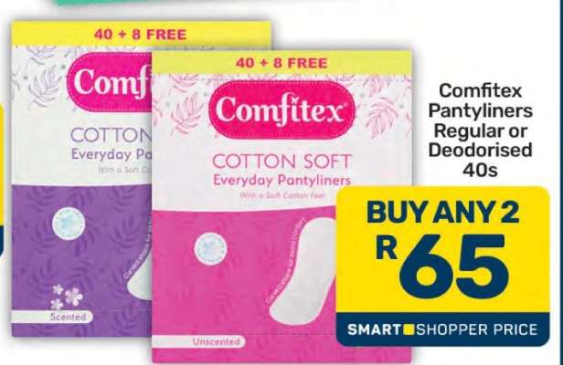 Comfitex Pantyliners Regular or Deodorised 40s