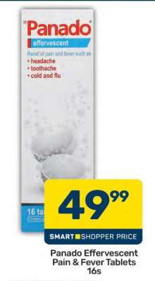 Panado Effervescent Pain & Fever Tablets 16s