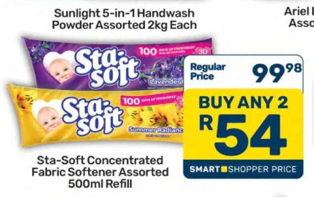 Sta-Soft Concentrated Fabric Softener Assorted 500ml Refill