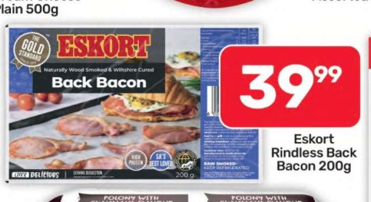 Eskort Rindless Back Bacon 200g