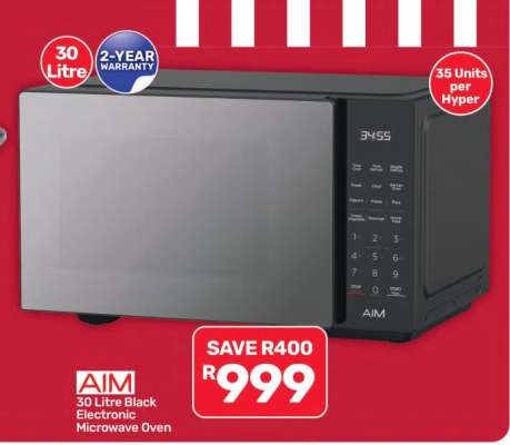 AIM 30 Litre Black Electronic Microwave Oven