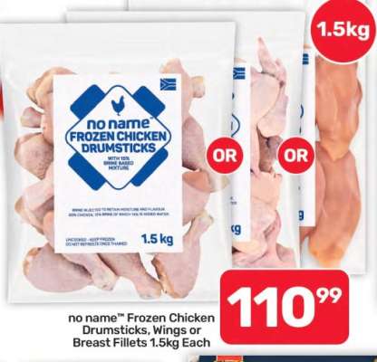 no name™ Frozen Chicken Drumsticks, Wings or Breast Fillets