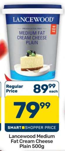 Lancewood Medium Fat Cream Cheese Plain 500g