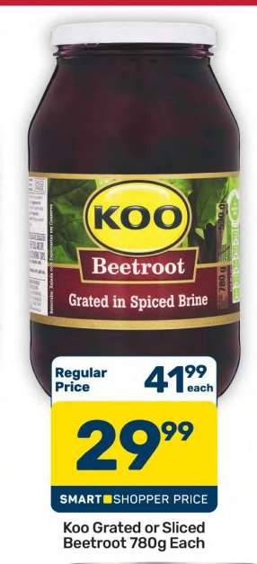 Koo Grated or Sliced Beetroot 780g