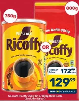 Nescafé Ricoffy 750g Tin or 800g Refill