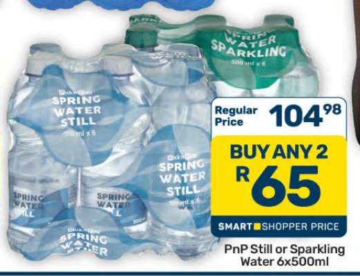 PnP Still or Sparkling Water 6x500ml
