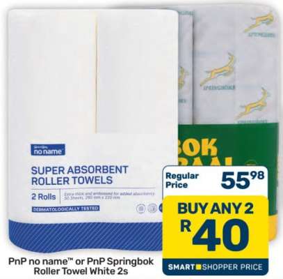 PnP no name or PnP Springbok Roller Towel White 2s