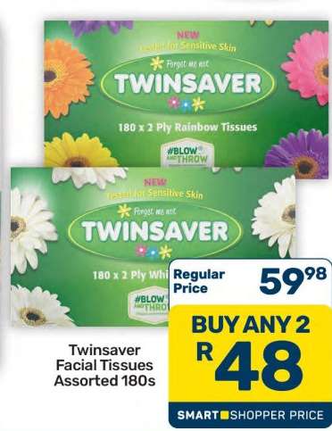 Twinsaver Facial Tissues Assorted 180s