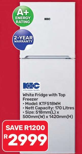 White Fridge with Top Freezer