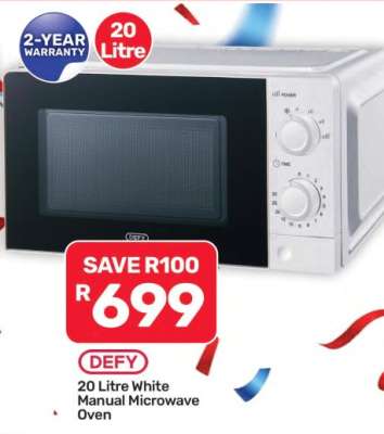 DEFY 20 Litre White Manual Microwave Oven