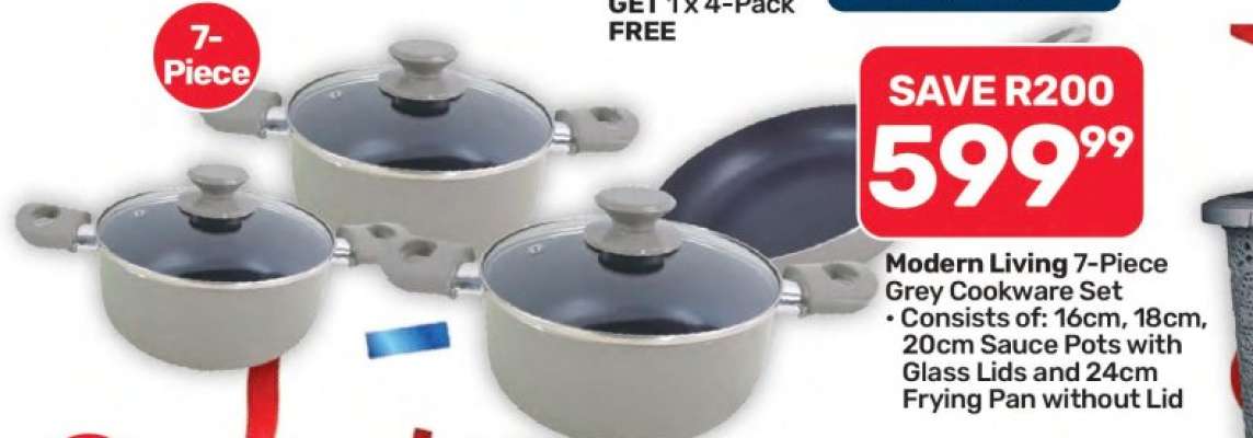 Modern Living 7-Piece Grey Cookware Set