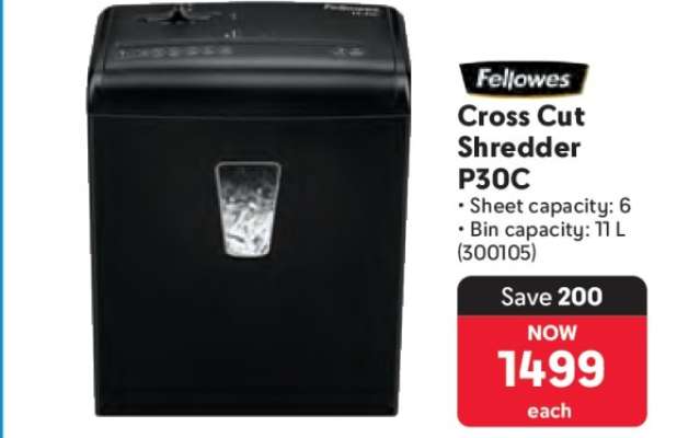 Fellowes Cross Cut Shredder P30C