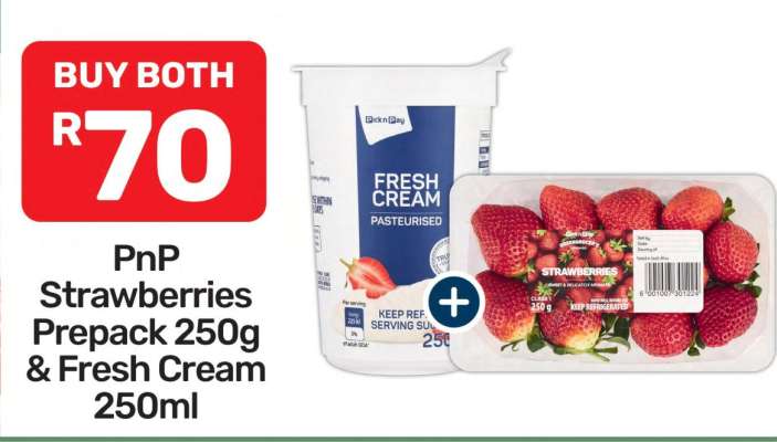 PnP Strawberries Prepack 250g & Fresh Cream 250ml