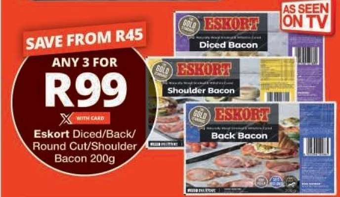 Eskort Diced/Back/Round Cut/Shoulder Bacon 200g