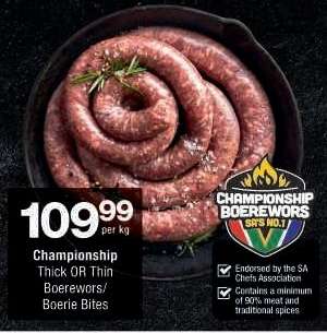 Championship Thick OR Thin Boerewors/Boerie Bites