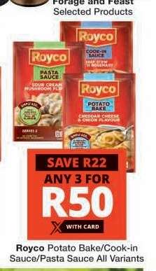 Royco Potato Bake/Cook-in Sauce/Pasta Sauce All Variants