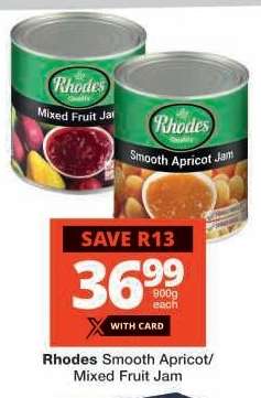 Rhodes Smooth Apricot/Mixed Fruit Jam