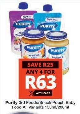 Purity 3rd Foods/Snack Pouch Baby Food