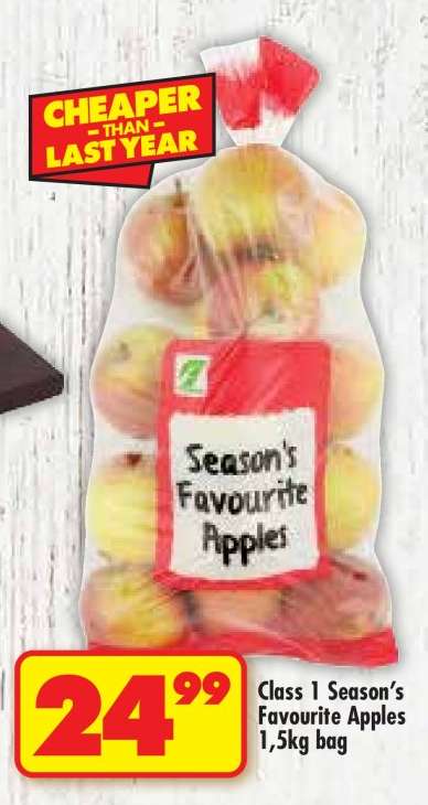 CLASS 1 SEASON'S FAVOURITE APPLES 1,5kg bag