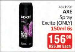 AXE Spray Excite (ONLY) 150ml 6s