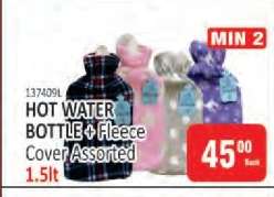 HOT WATER BOTTLE + Fleece Cover Assorted