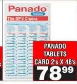 PANADO TABLETS CARD 2's X 48's