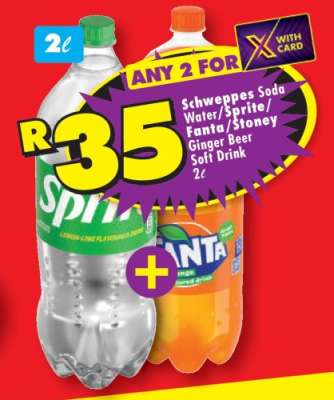 Schweppes Soda Water/Sprite/Fanta/Stoney Ginger Beer Soft Drink 2ℓ