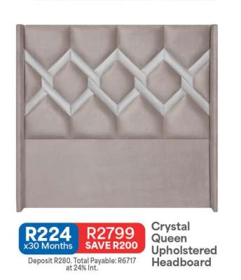 Crystal Queen Upholstered Headboard