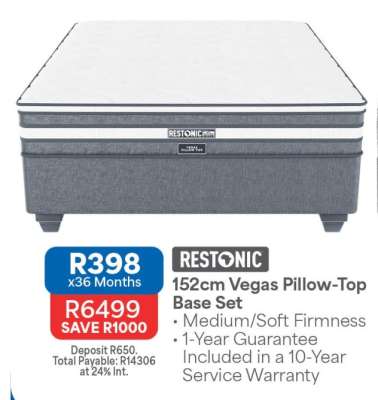 Restonic 152cm Vegas Pillow-Top Base Set