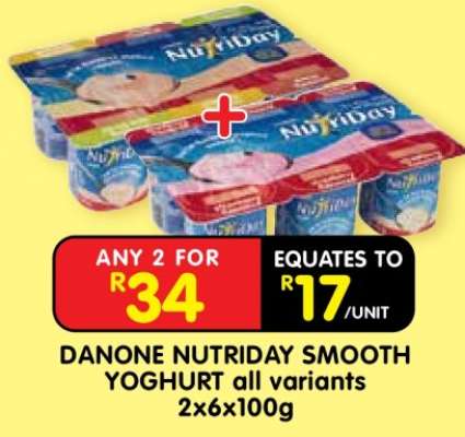 DANONE NUTRIDAY SMOOTH YOGHURT all variants 2x6x100g