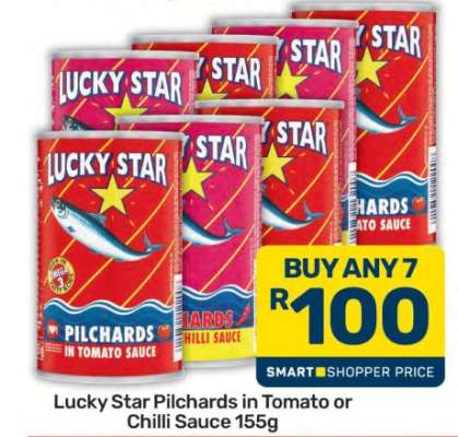 Lucky Star Pilchards in Tomato or Chilli Sauce 155g