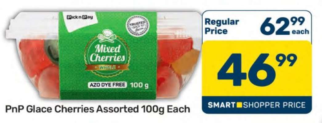 PnP Glace Cherries Assorted 100g Each