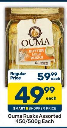 Ouma Rusks Assorted 450/500g Each